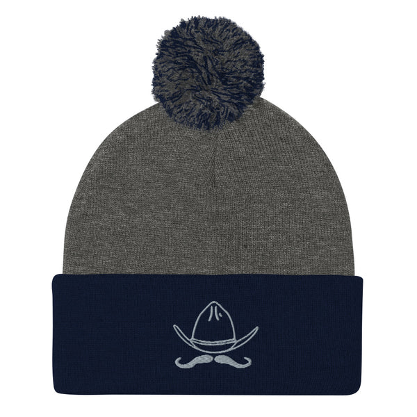 Embroidered Pom-Pom Beanie