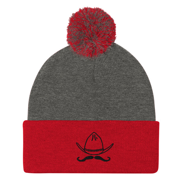 Embroidered Pom-Pom Beanie