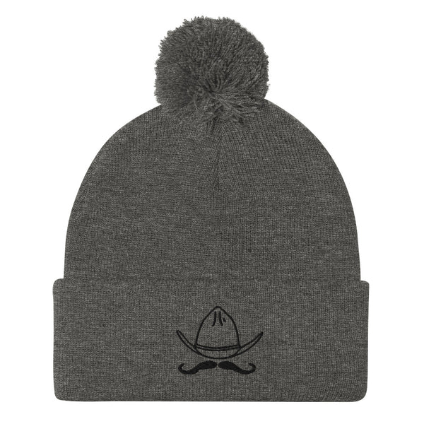 Embroidered Pom-Pom Beanie