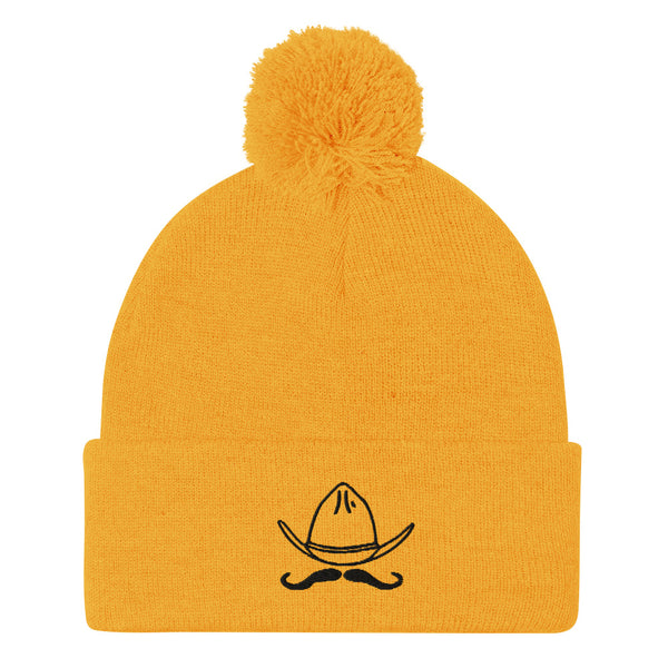 Embroidered Pom-Pom Beanie