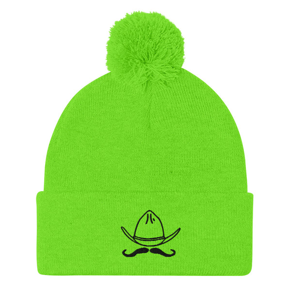 Embroidered Pom-Pom Beanie