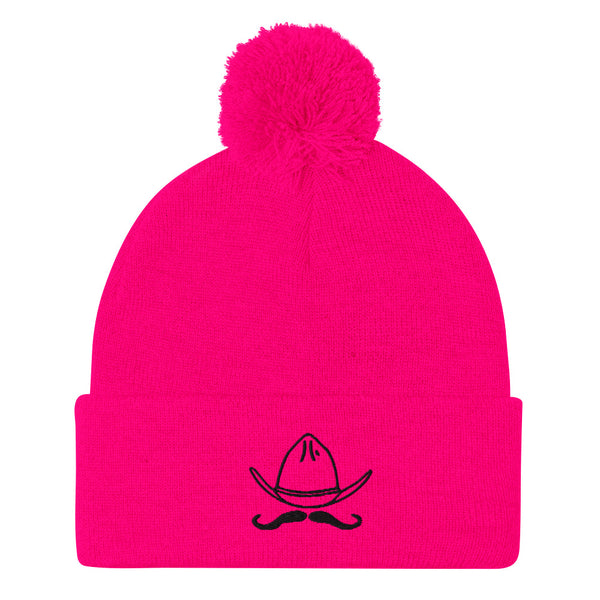 Embroidered Pom-Pom Beanie