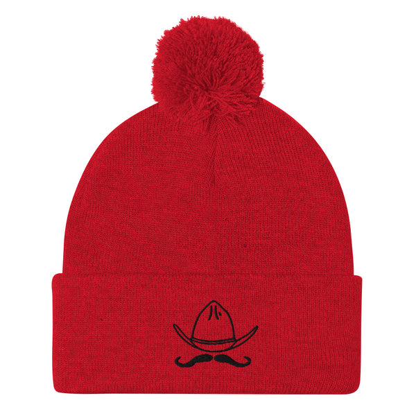 Embroidered Pom-Pom Beanie